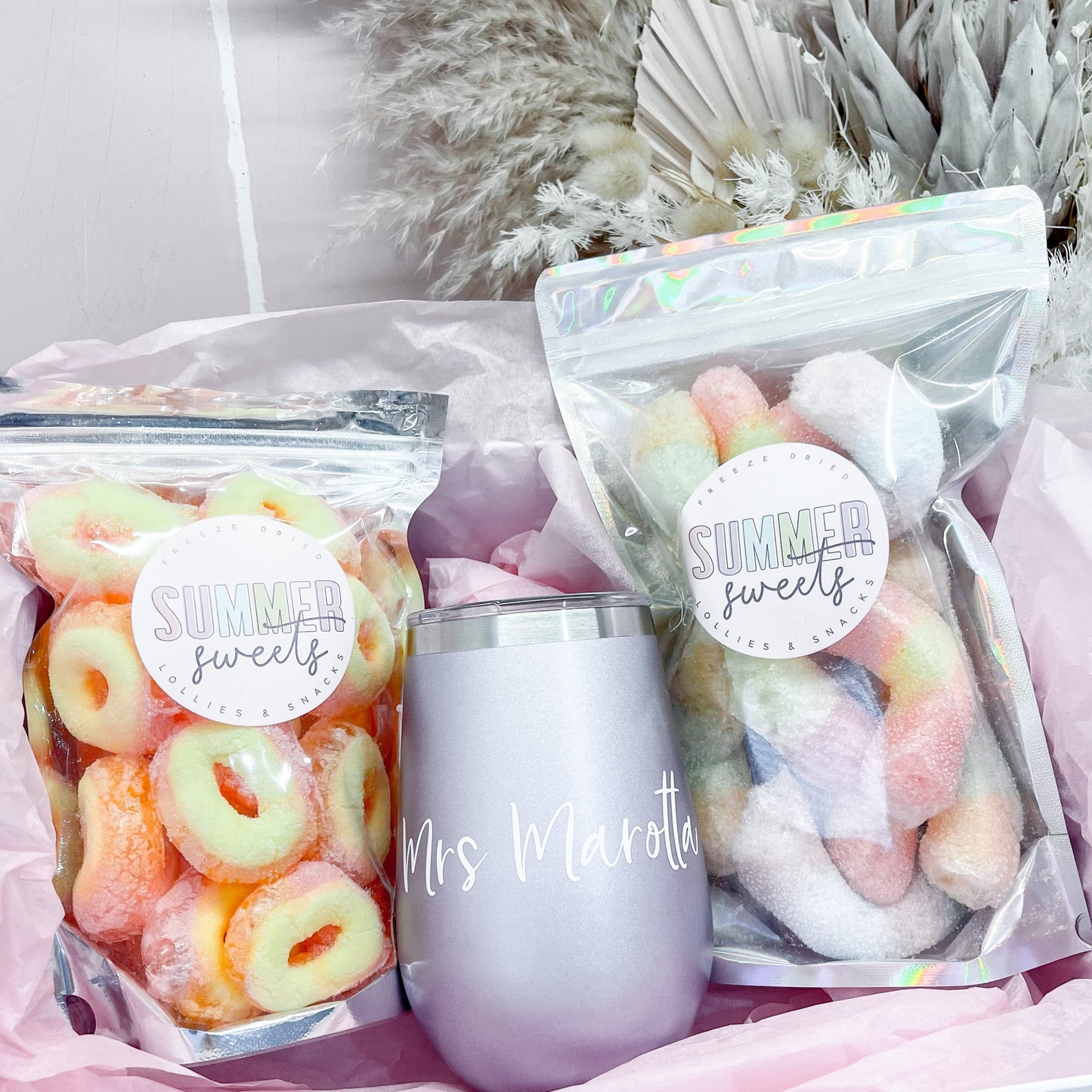 Personalised Tumber and Freeze Dried Lollies Gift Box