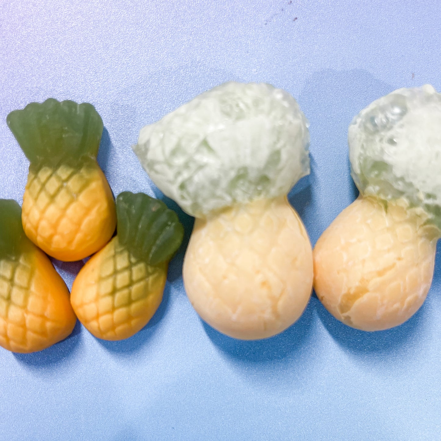 Freeze Dried Pineapple Lollies Before and After