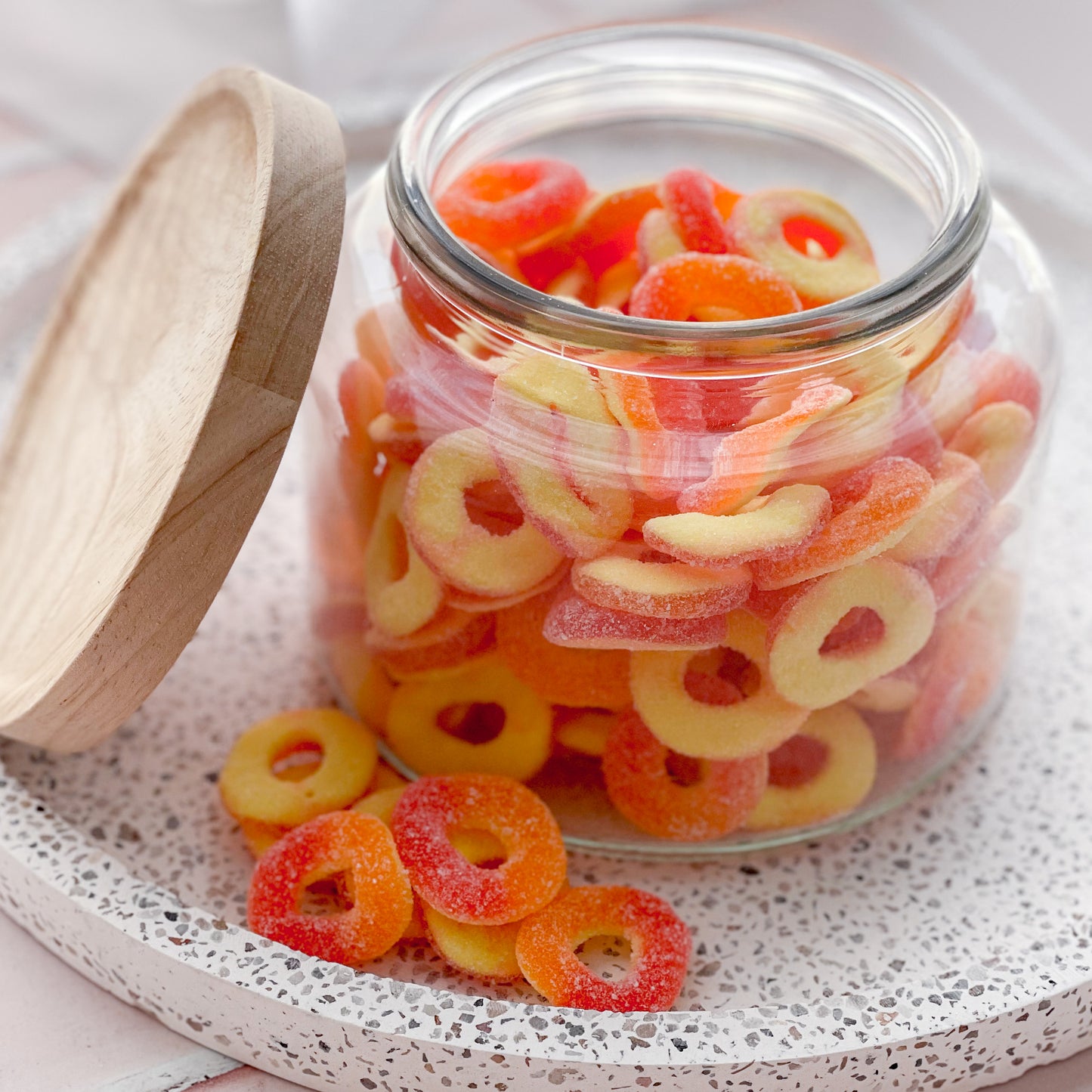 Peach Rings, before being freeze dried 