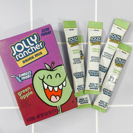 Drink Mix - Jolly Ranchers, Green Apple Flavour - Singles To Go Water Drink Mix - 6 Sachets